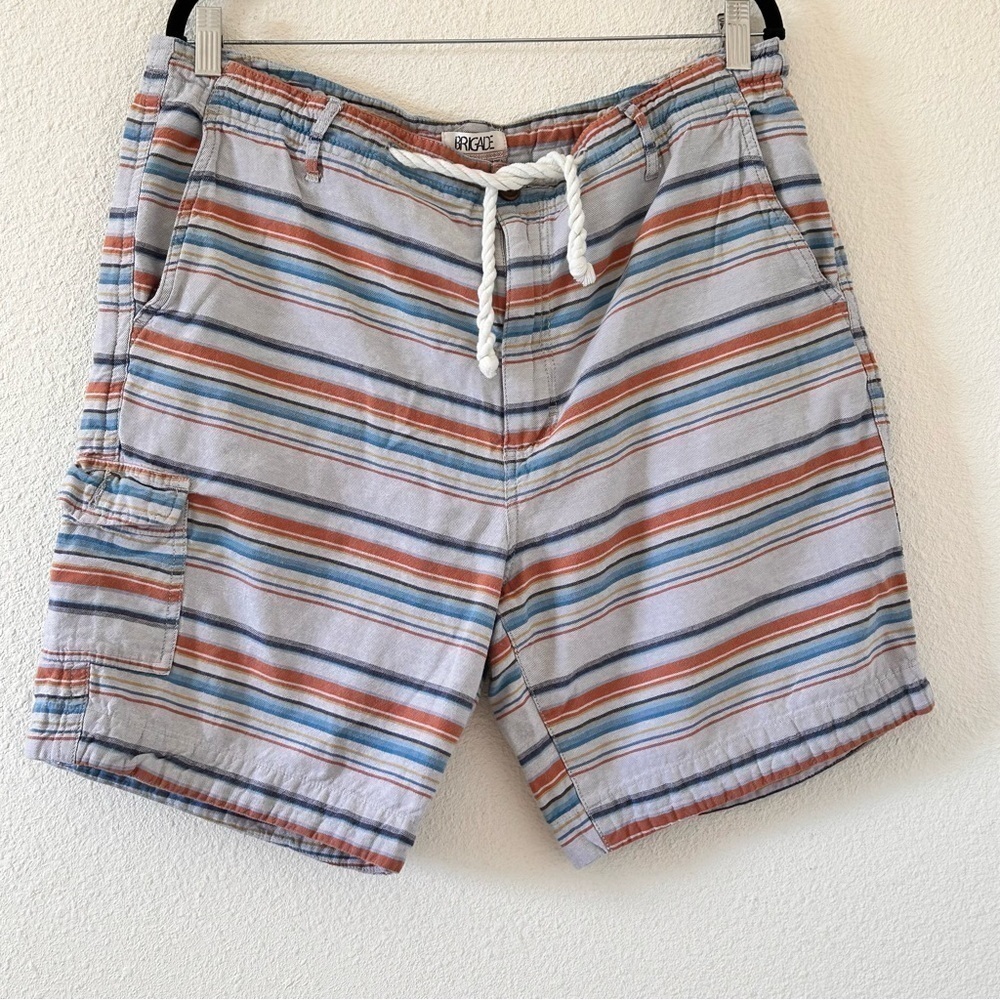BRIGADE Striped Cargo Cotton Shorts Men Size 38